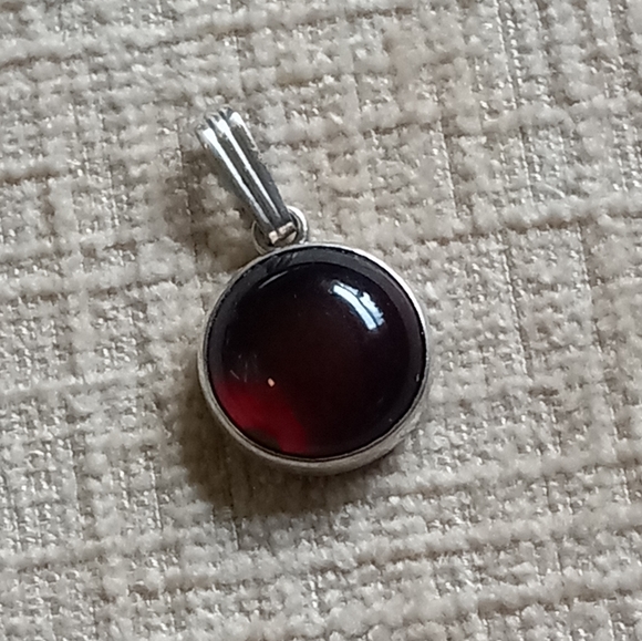 Sterling Silver Baltic Amber Cabochon Pendant - Picture 13 of 15